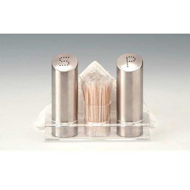 ZKC 2015-T AKRİLİK STANDLI TUZ, BİBER, KÜRDAN, PEÇETELİK TAKIM 15 X 10,5 X H:12 CM
