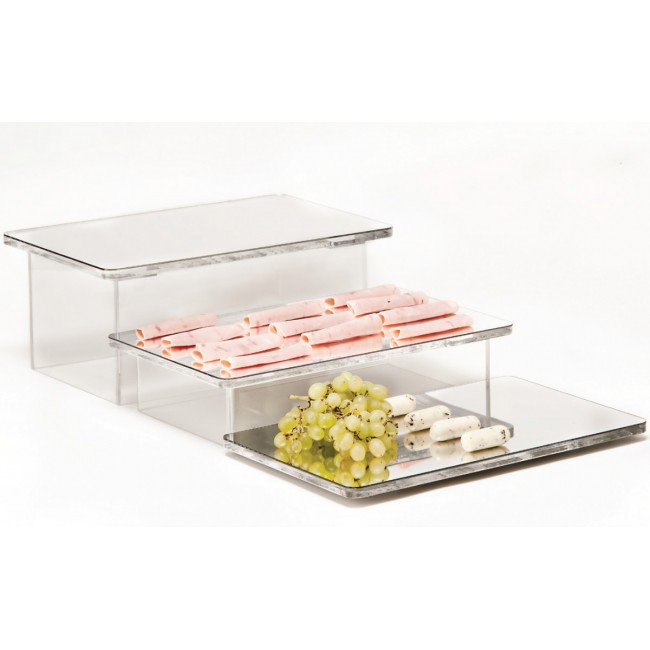 ZCP 436 AYNALI TEŞHİR STANDI / MERDİVEN 40,5 X 25 X H: 2, 8,5, 16 CM