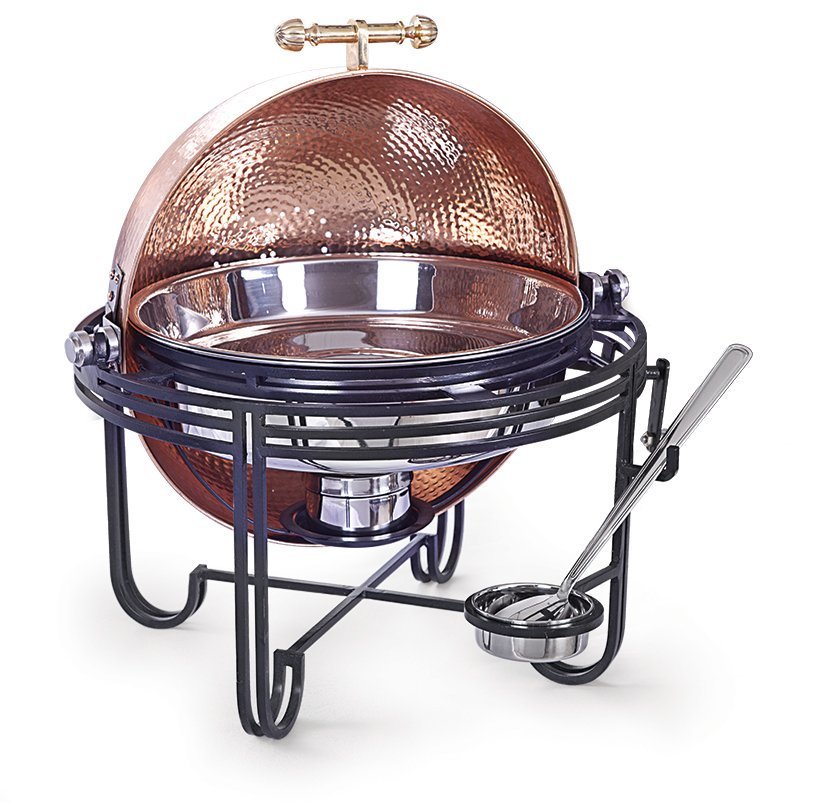 Bakır Yuvarlak Roll Top Chafing Dish