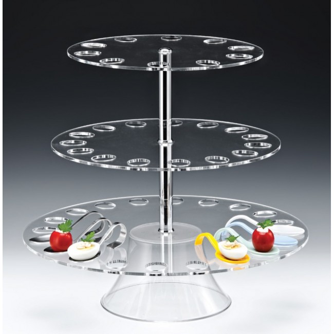 ZCP 496 AKRİLİK SERVİS STANDI - 45 GÖZLÜ Ø 49, 39, 33 X H: 63 CM