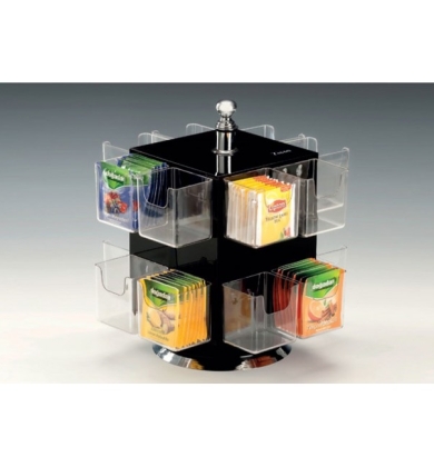 ZCP 652 – 3 POLYCARBONAT GÖZLÜ AKRİLİK POŞET ÇAY STANDI / 16 LI DÖNER H:26 CM