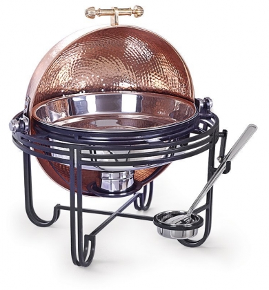 Bakır Yuvarlak Roll Top Chafing Dish