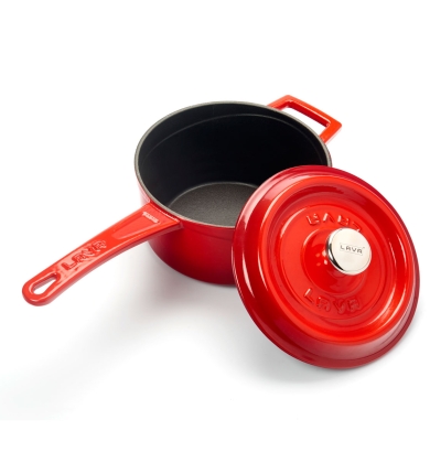 Lava Sos Tenceresi. Yuvarlak. Döküm Demir Trendy Kapak. Metal Tepe. Ø 16cm.