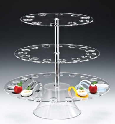 ZCP 496 AKRİLİK SERVİS STANDI - 45 GÖZLÜ Ø 49, 39, 33 X H: 63 CM